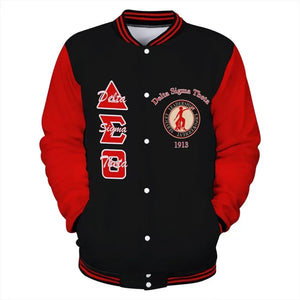 Africa Zone Greek Life Clothing - Delta Sigma Theta Sorority Hand Sign Elephant Baseball Jacket J5