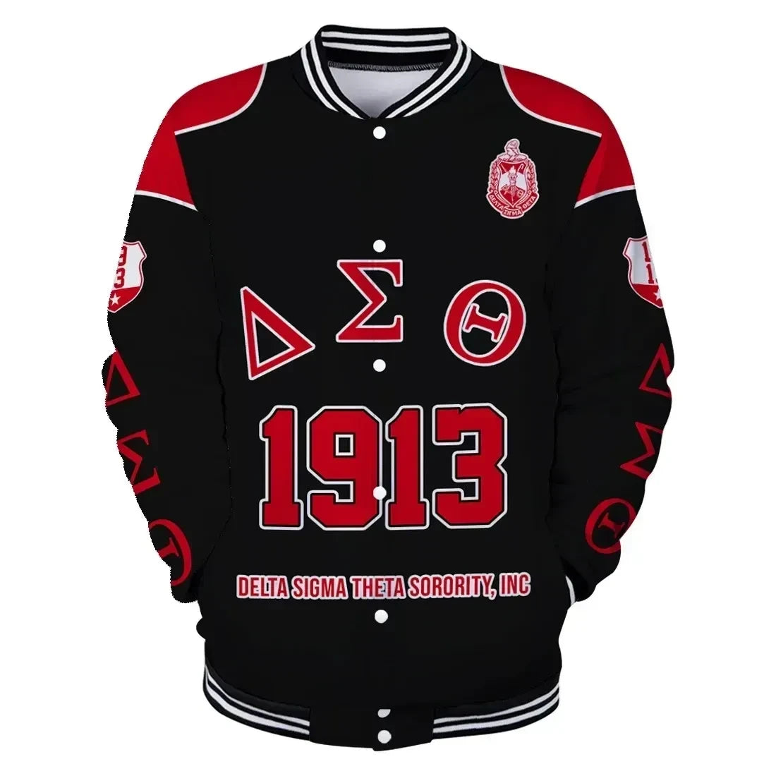 Africa Zone Greek Life Clothing - Delta Sigma Theta Sorority Elephant Delta Baseball Jacket J5