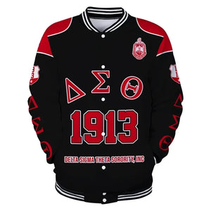 Africa Zone Greek Life Clothing - Delta Sigma Theta Sorority Elephant Delta Baseball Jacket J5