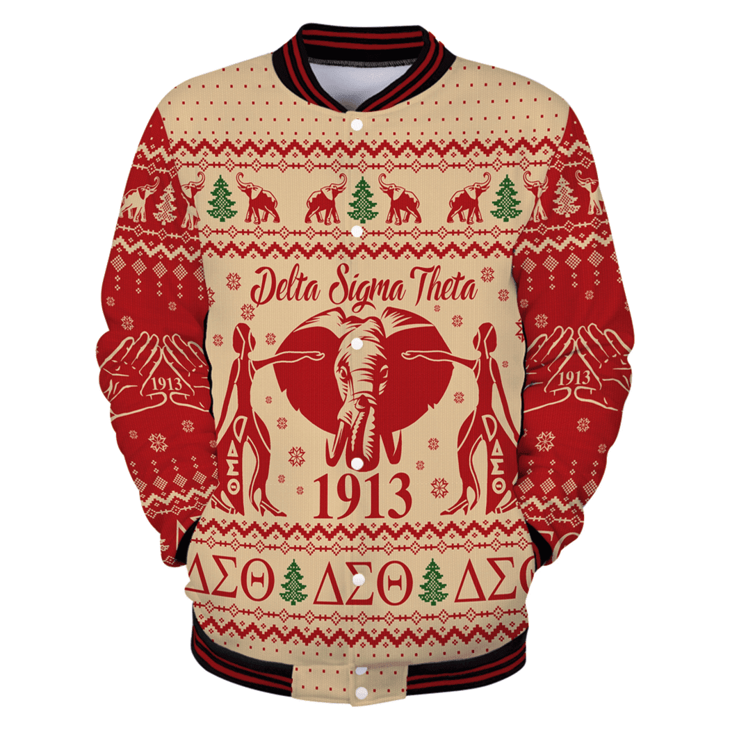 Africa Zone Greek Life Clothing - Delta Sigma Theta Sorority Elephant Christmas Baseball Jackets A31