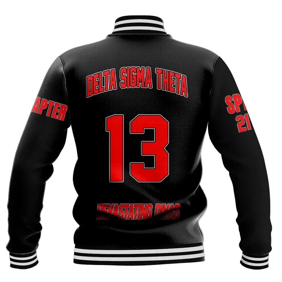 (Custom) Africa Zone Greek Life Clothing - Delta Sigma Theta Sorority Baseball Jackets A31