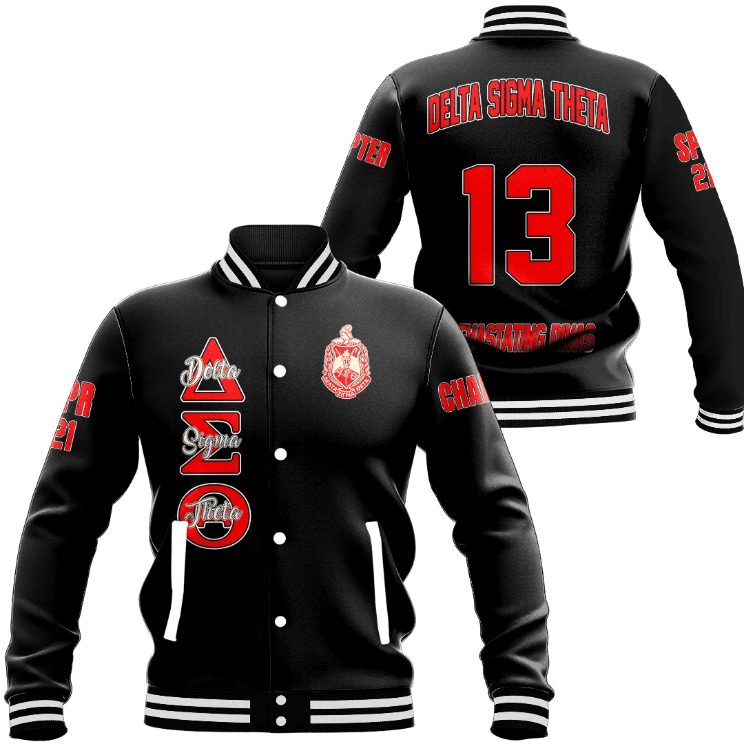 (Custom) Africa Zone Greek Life Clothing - Delta Sigma Theta Sorority Baseball Jackets A31
