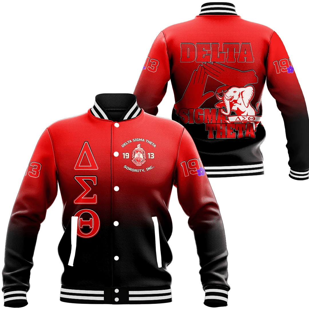 Africa Zone Greek Life Clothing - Delta Sigma Theta Sorority Gradient Baseball Jackets A31