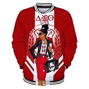 Africa Zone Greek Life Clothing - Delta Sigma Theta Sorority Modern Girl Baseball Jacket J5
