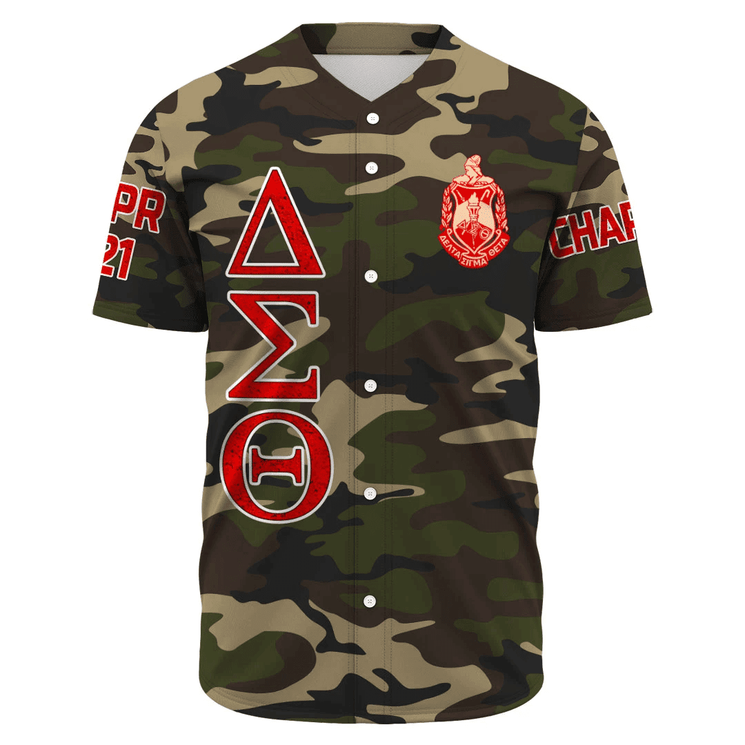 (Custom) Africa Zone Greek Life Clothing - Delta Sigma Theta Sorority Camouflage Baseball Jerseys A31