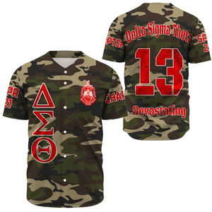 (Custom) Africa Zone Greek Life Clothing - Delta Sigma Theta Sorority Camouflage Baseball Jerseys A31