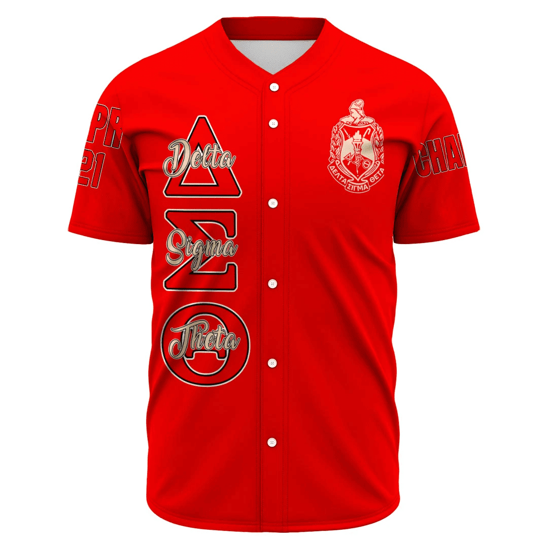 (Custom) Africa Zone Greek Life Clothing - Delta Sigma Theta Sorority (Red) Baseball Jerseys A31