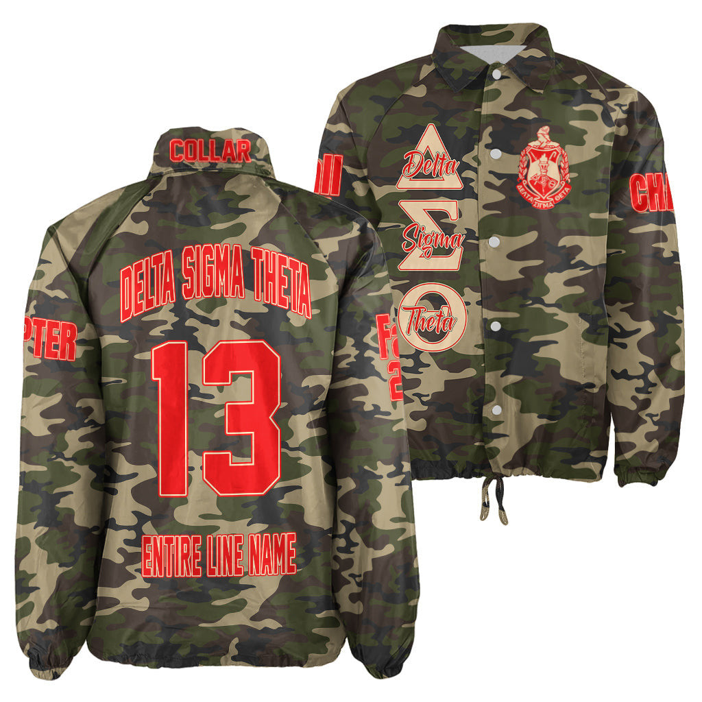 (Custom) Africa Zone Greek Life Clothing - Delta Sigma Theta Sorority Camouflage Crossing Jacket A31