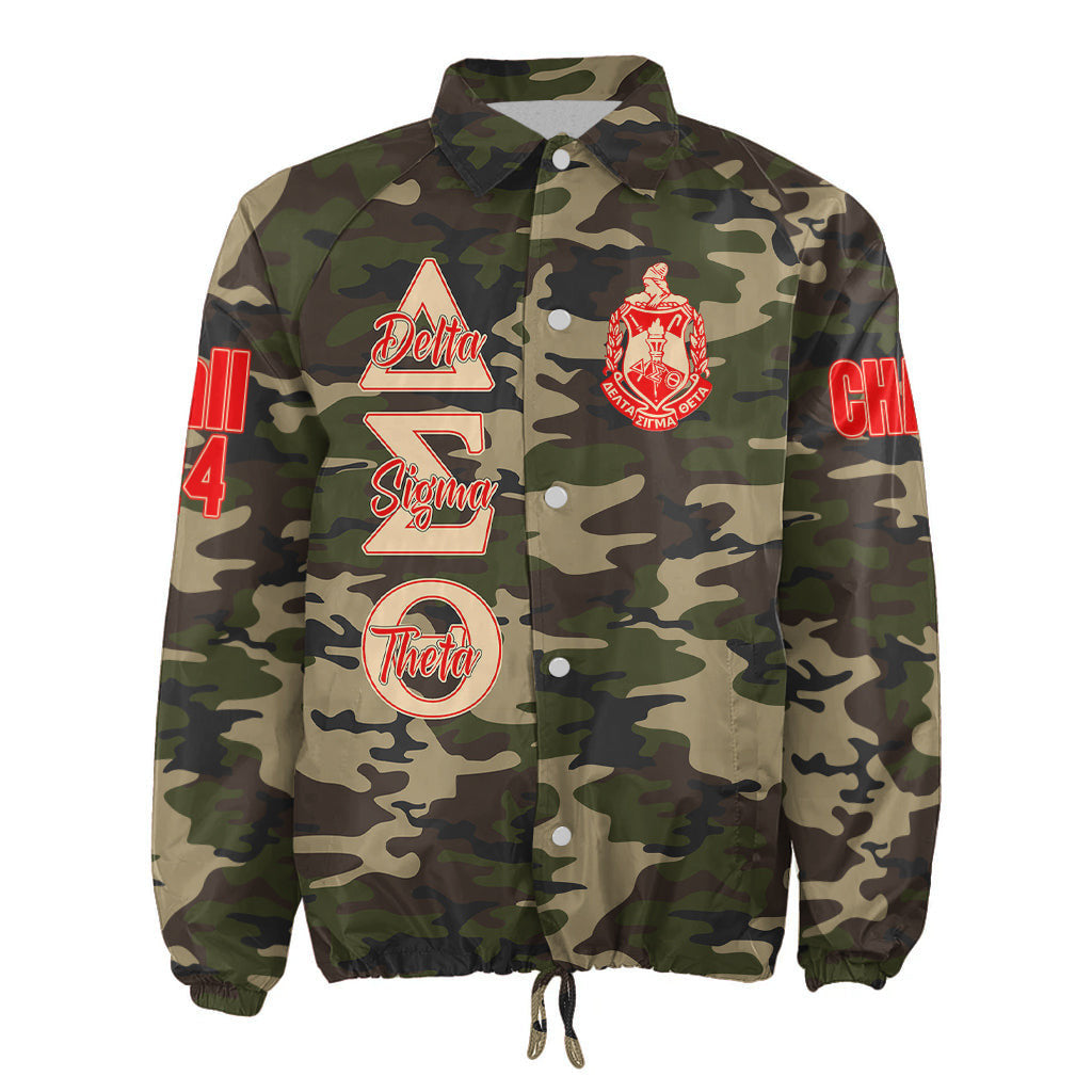 (Custom) Africa Zone Greek Life Clothing - Delta Sigma Theta Sorority Camouflage Crossing Jacket A31