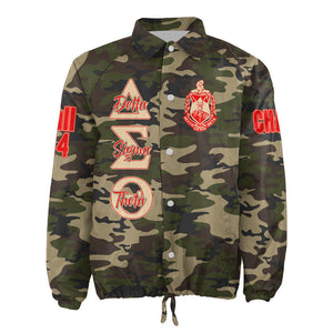 (Custom) Africa Zone Greek Life Clothing - Delta Sigma Theta Sorority Camouflage Crossing Jacket A31