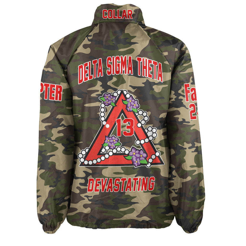 (Custom) Africa Zone Greek Life Clothing - Delta Sigma Theta Sorority Pyramid Crossing Jacket A31