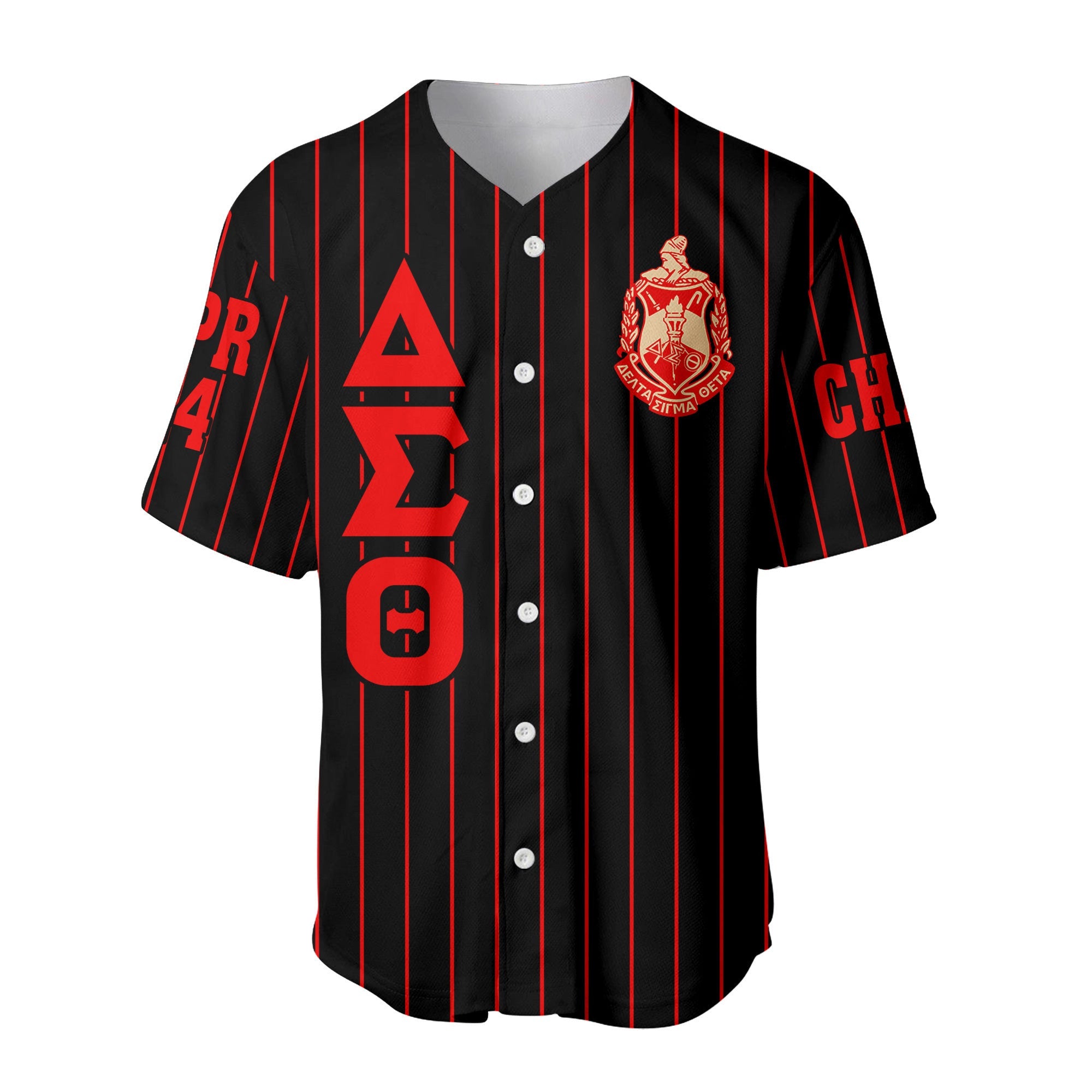 Africa Zone Greek Life Clothing - (Custom) Delta Sigma Theta Sorority (White) Pin Striped Baseball Jersey A31
