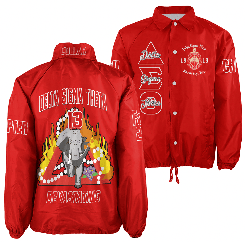 (Custom) Africa Zone Greek Life Clothing - Delta Sigma Theta Sorority Elephant Pyramid Crossing Jacket A31