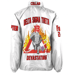 (Custom) Africa Zone Greek Life Clothing - Delta Sigma Theta Sorority Elephant Pyramid Crossing Jacket A31