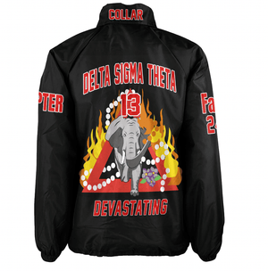 (Custom) Africa Zone Greek Life Clothing - Delta Sigma Theta Sorority Elephant Pyramid Crossing Jacket A31