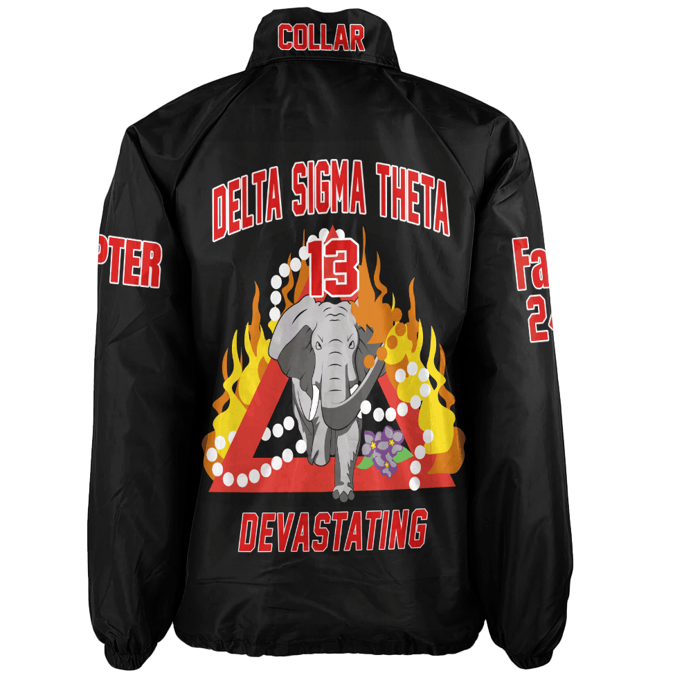 (Custom) Africa Zone Greek Life Clothing - Delta Sigma Theta Sorority Elephant Pyramid Crossing Jacket A31
