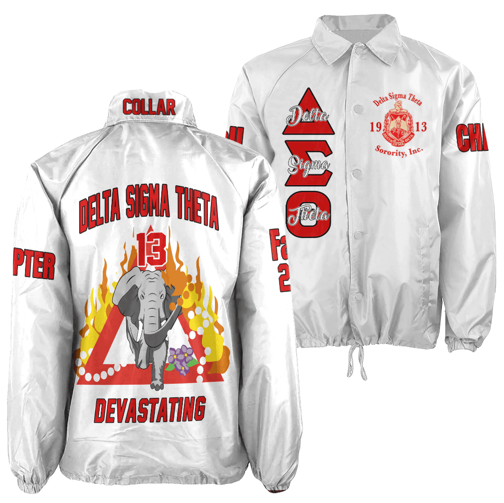 (Custom) Africa Zone Greek Life Clothing - Delta Sigma Theta Sorority Elephant Pyramid Crossing Jacket A31