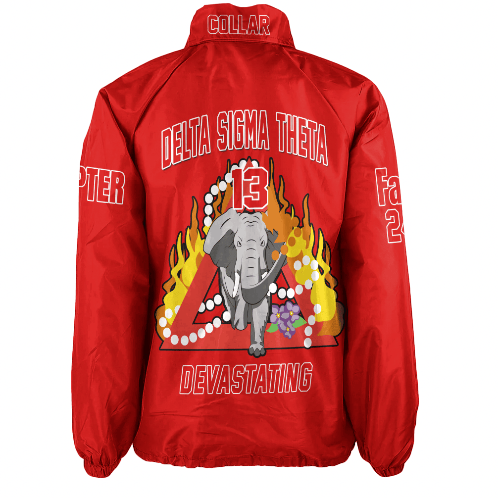 (Custom) Africa Zone Greek Life Clothing - Delta Sigma Theta Sorority Elephant Pyramid Crossing Jacket A31