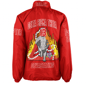 (Custom) Africa Zone Greek Life Clothing - Delta Sigma Theta Sorority Elephant Pyramid Crossing Jacket A31