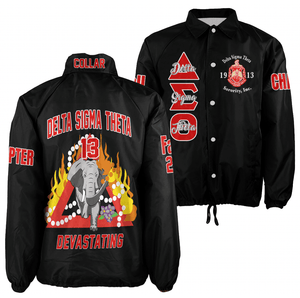 (Custom) Africa Zone Greek Life Clothing - Delta Sigma Theta Sorority Elephant Pyramid Crossing Jacket A31