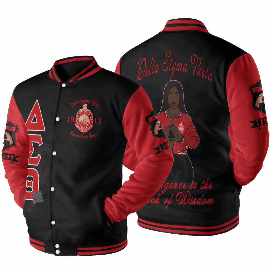 Africa Zone Greek Life Clothing - Delta Sigma Theta Sorority Motto Baseball Jackets A31
