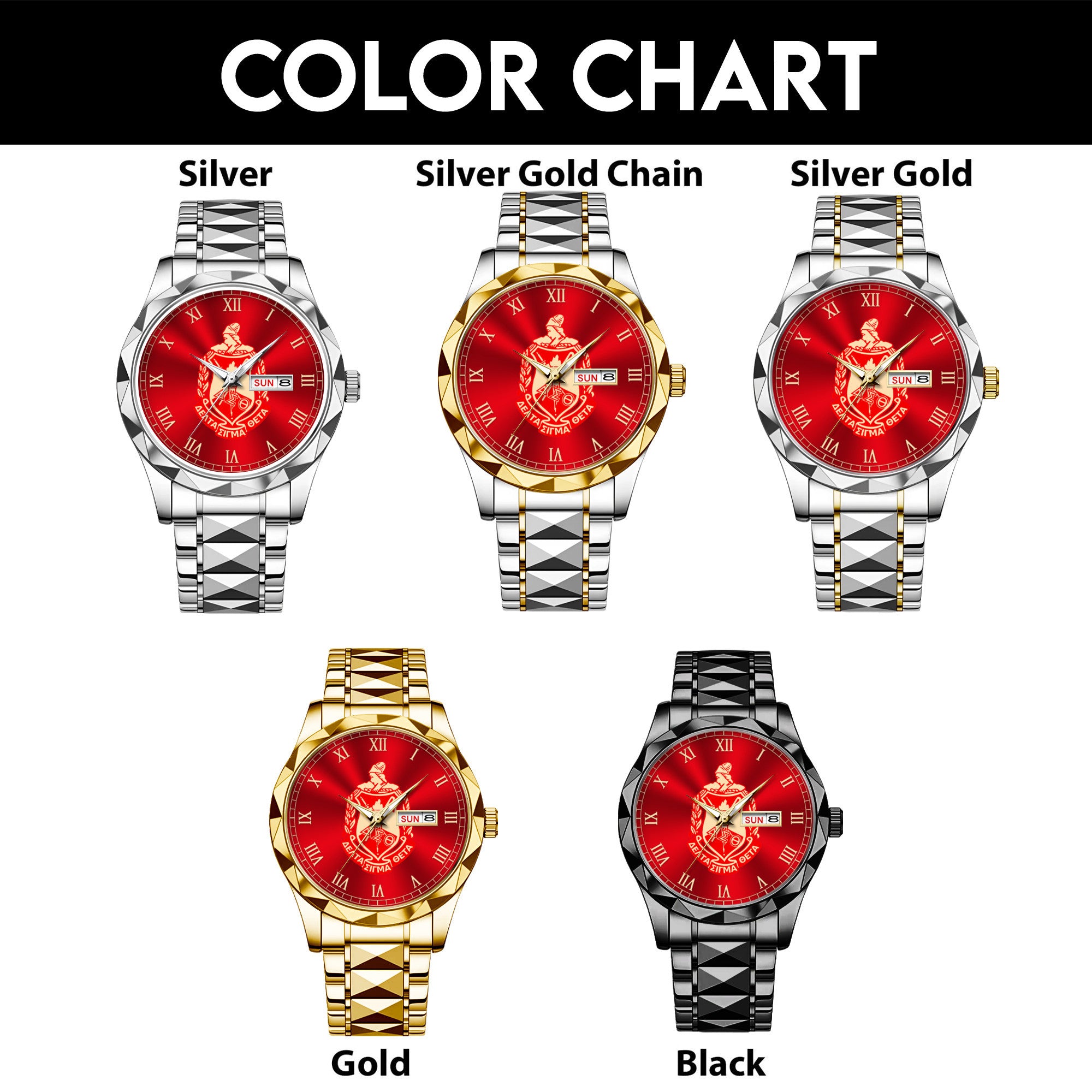 Africa Zone Greek Life Accessories - Delta Sigma Theta Sorority Alloy Luxury Quartz Watch A31