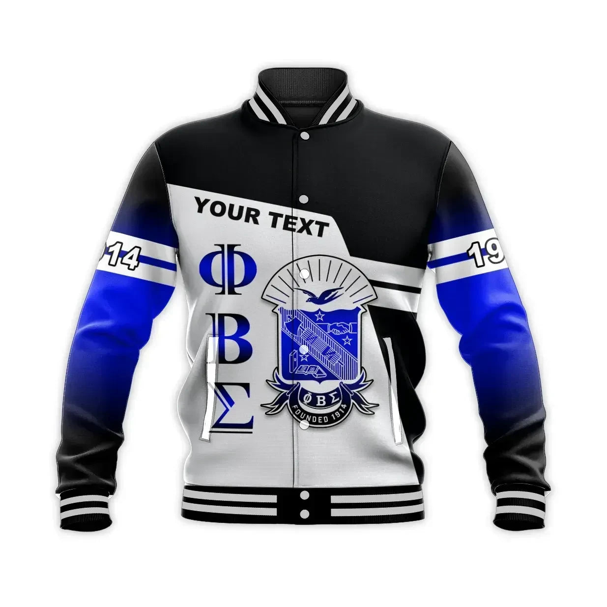 Personalised Newest Phi Beta Sigma (Black)  Baseball Jacket