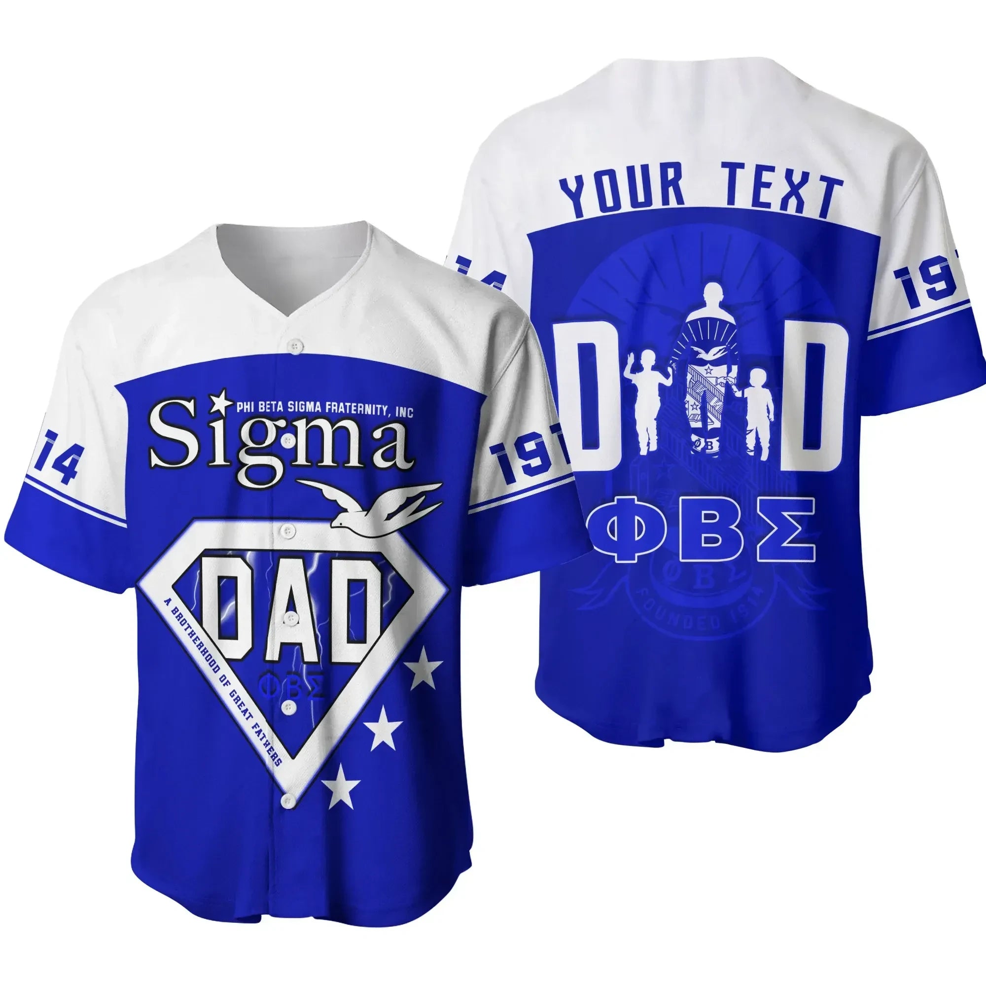 Personalised Phi Beta Sigma Happy Father's Day Baseball Jersey
