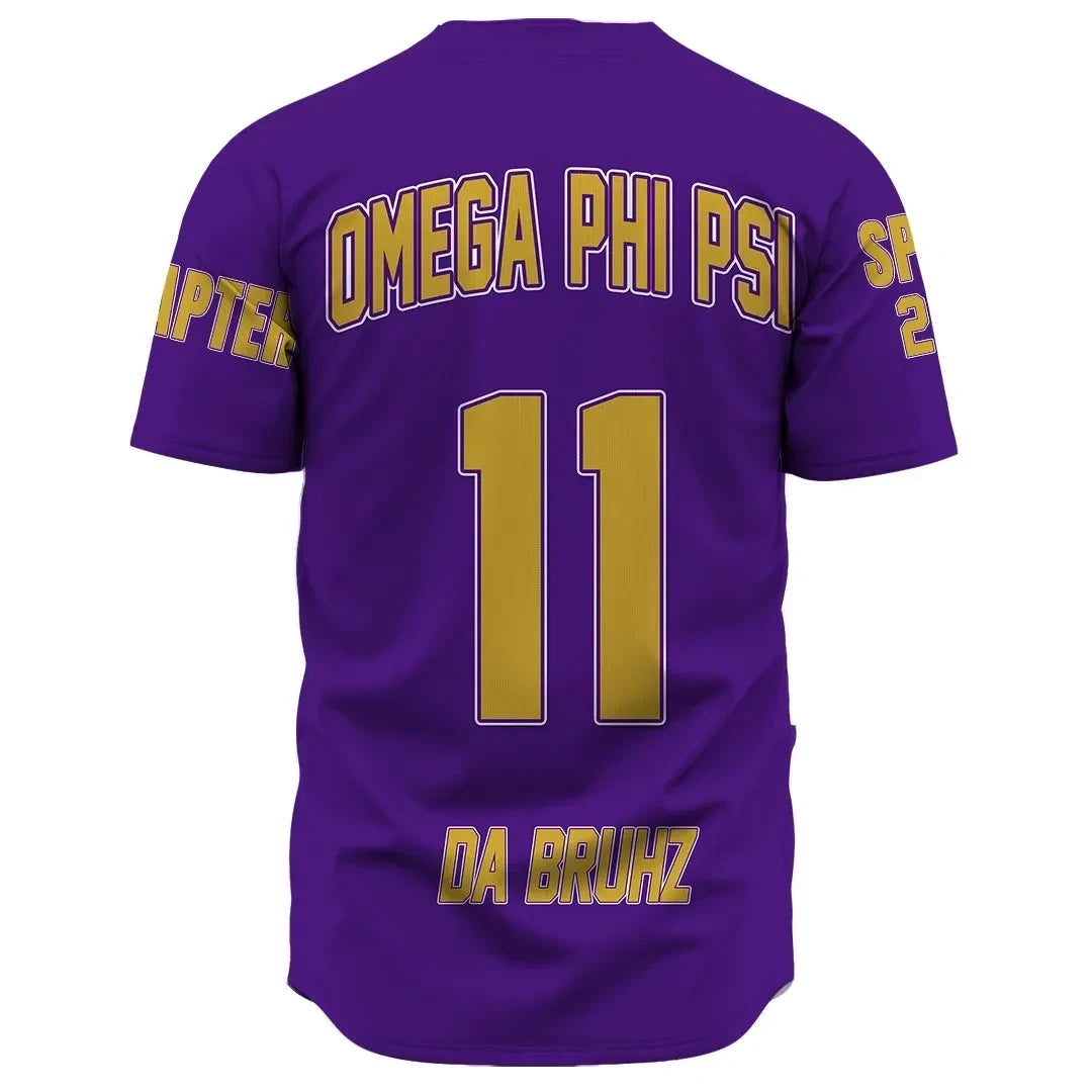 (Custom) Africazone Baseball Jersey - Omega Psi Phi (Purple) A31 | Africazone.store
