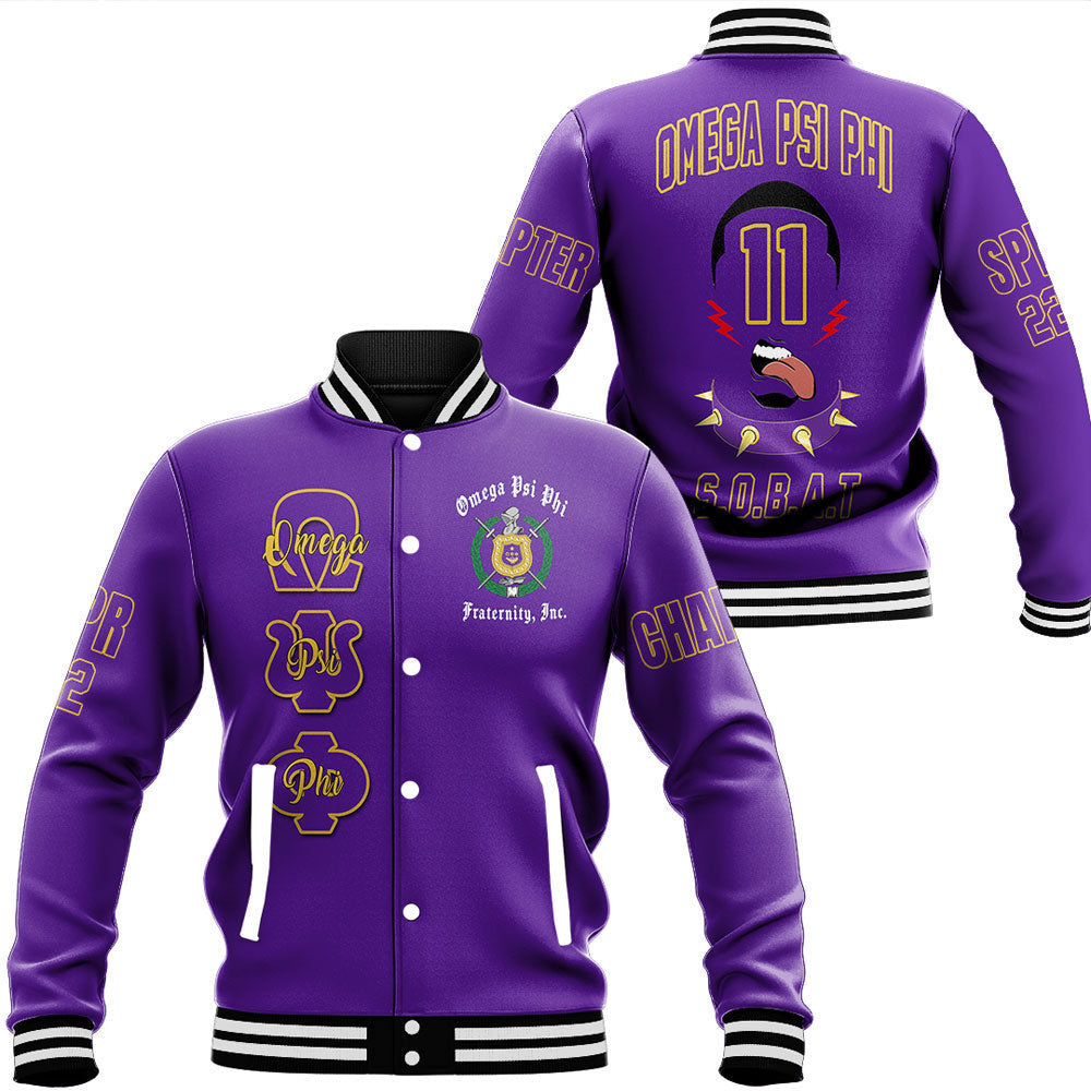 (Personalized) Que Man Brotherhood Purple & Gold Baseball Jacket