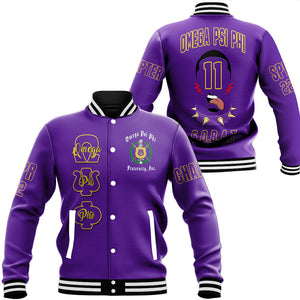 (Personalized) Que Man Brotherhood Purple & Gold Baseball Jacket