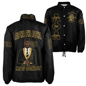 (Personalized) Alphas 1906 Black & Gold Crossing Line Jacket - Men of Distinction