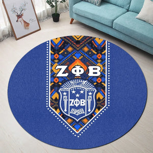 Zeta Phi Beta African Pattern - Royal Blue Round Carpet