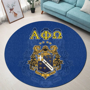 Alpha Phi Omega Ink Stain Royal Blue Round Carpet
