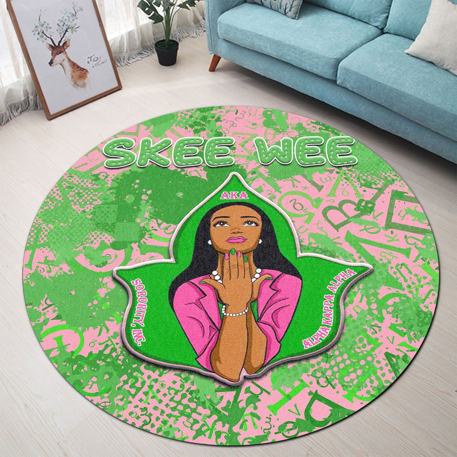 Africa Zone Greek Life Home Set - AKA Sorority Skee Wee Sport Style Round Carpet A31