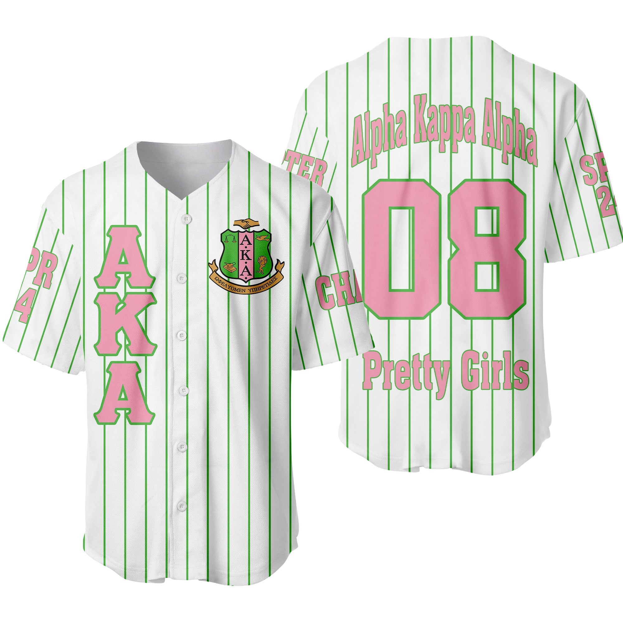 (Personalized) AKA Ivies 1908 Sisterhood Pin Striped Baseball Jersey