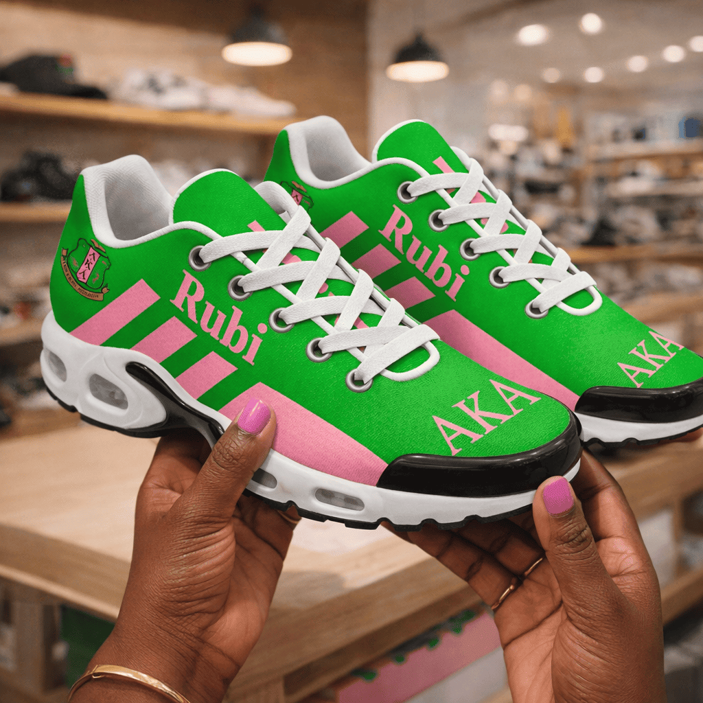 (Personalized) AKA Ivies 1908 Cushion Sport Shoes Pink Green Sorority Inspired Sisterhood